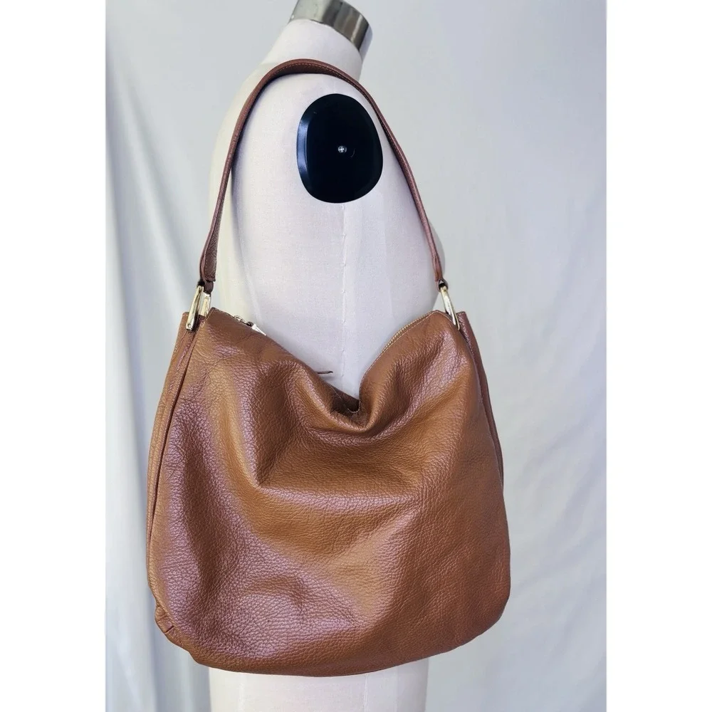 INNUE genuine leather large Hobo Crossbody Made In Italy Brown MSRP‎ $349 NWOT